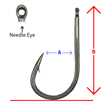 Pa'a Big Game Needle Eye Hooks in Stainless Steel